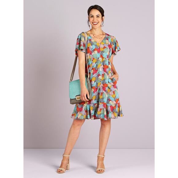 PARSELY & SAGE Flutter Leaves Dress Mulit-color Size XL = 18–20 - Picture 1 of 16